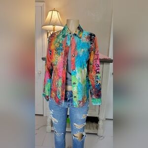 Colorful Abstract Button Up